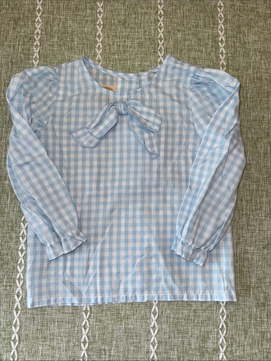 The Beaufort Bonnet Company Other - The Beaufort Bonnet Company Light Blue & White Gingham Bow Blouse